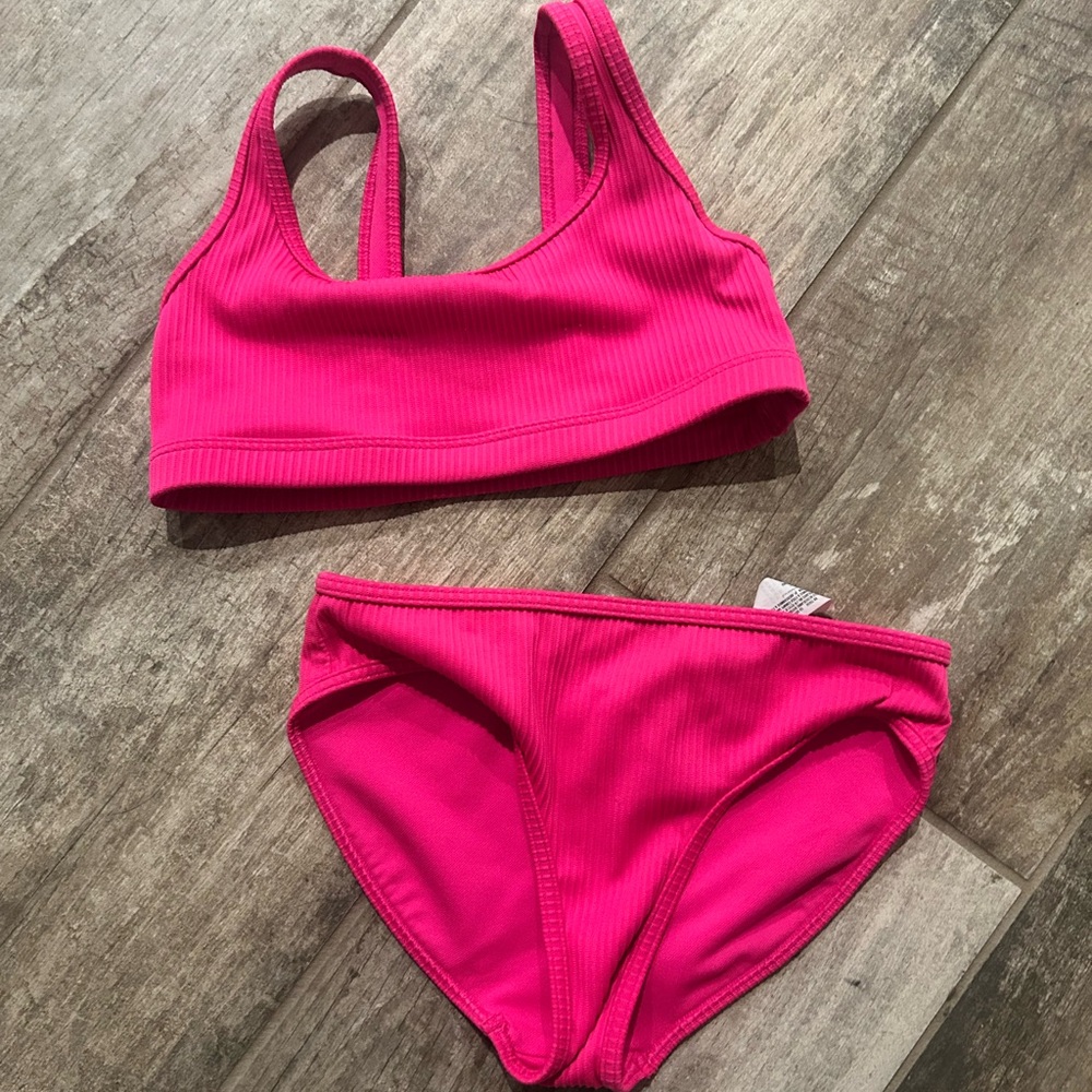 abercrombie kids Hot Pink Ribbed Two-Piece Bikini